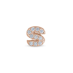 Rose Gold Finish Sterling Silver Micropave S Initial Charm with Simulated Diamonds