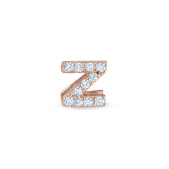 Rose Gold Finish Sterling Silver Micropave Z Initial Charm with Simulated Diamonds
