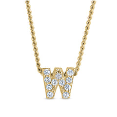 Gold finish sterling silver micropave w initial pendant with simulated diamonds on 18 curb chain