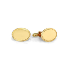 Gold Finish Oval Etched Border Cufflinks