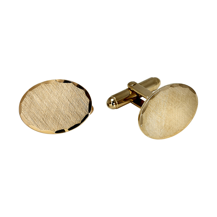 Gold Finish Oval Florentine with Scallop Edge Cufflinks
