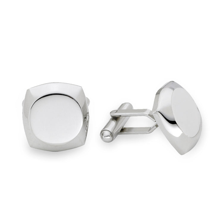 Rhodium Finish Cushion Cufflinks