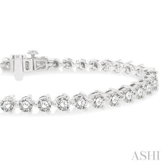 6 Ctw Round Cut Diamond 3-Prong Tennis Bracelet in 14K White Gold