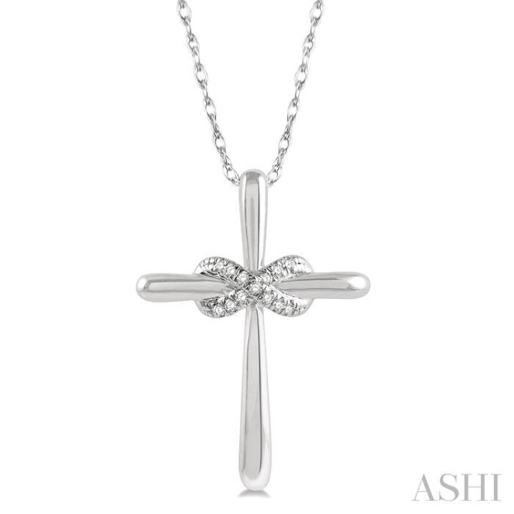 1/20 Ctw Infinity Round Cut Diamond Cross Petite Pendant With Chain in 10K White Gold