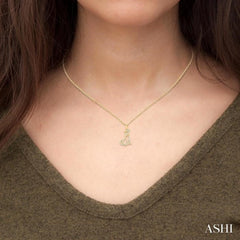 1/8 Ctw Petite Dog Motif Round Cut Diamond Fashion Pendant With Chain in 10K Yellow Gold
