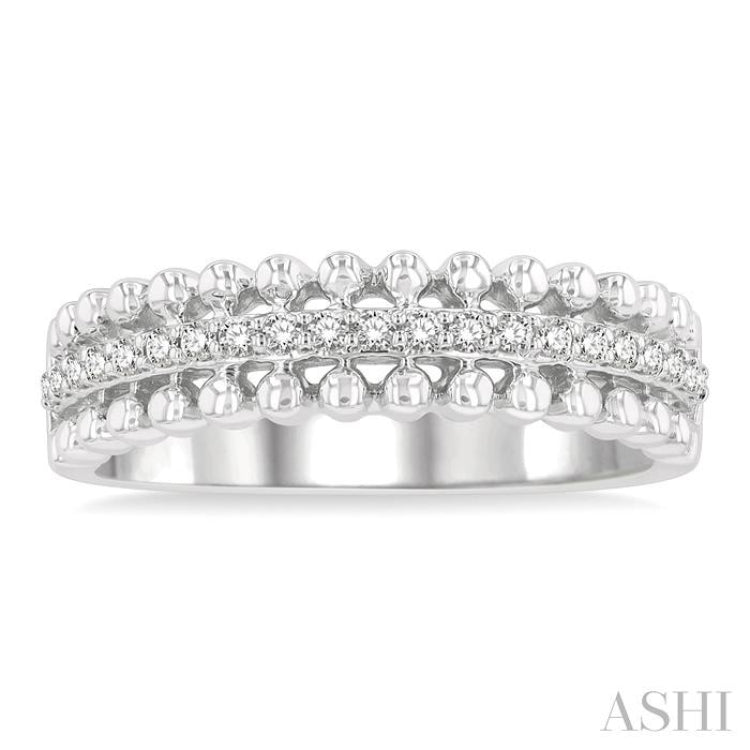 1/5 ctw Ball Bead Border Round Cut Diamond Fashion Band in 14K White Gold
