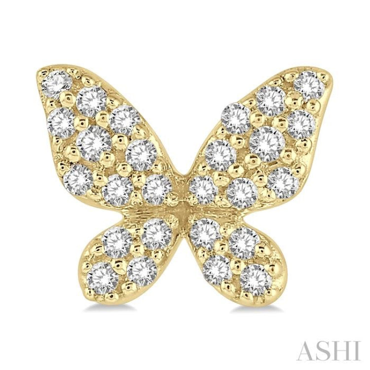 1/5 Ctw Butterfly Motif Round Cut Diamond Petite Fashion Earrings in 10K Yellow Gold
