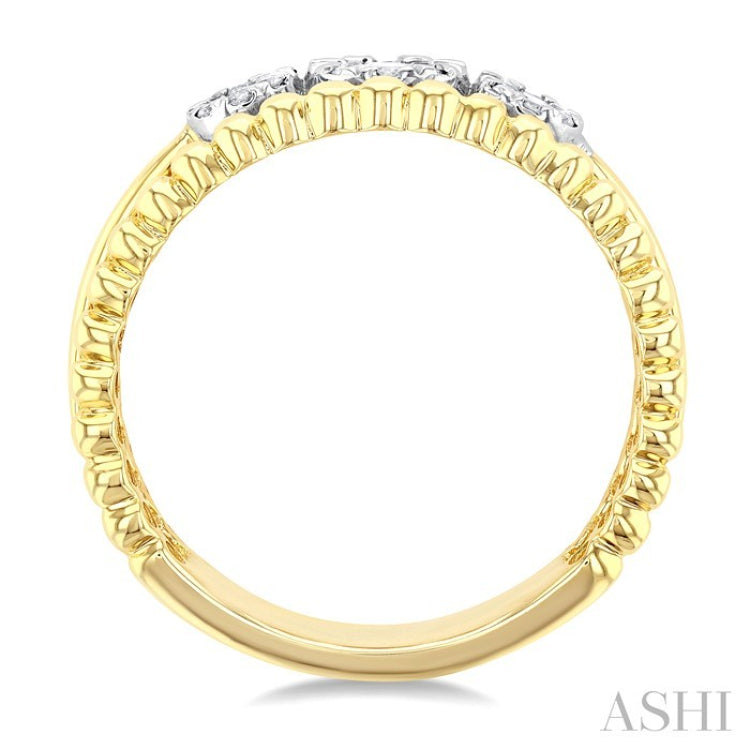 1/4 Ctw Past, Present & Future Lovebright Round Cut Diamond Bead Bijoux Fashion Ring in 14K Yellow and White Gold