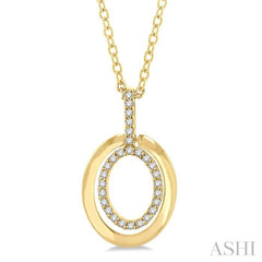 1/10 Ctw Petite Twin Oval Round Cut Diamond Fashion Pendant With Chain in 10K Yellow Gold