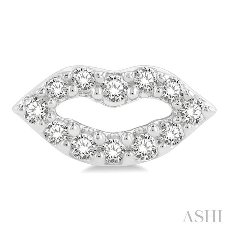 1/10 Ctw Petite Lips Round Cut Diamond Fashion Stud Earrings in 10K White Gold