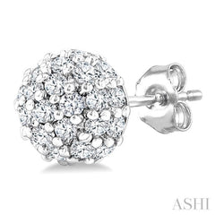 1/5 Ctw Petite Disco Ball Round Cut Diamond Fashion Stud Earrings in 10K White Gold
