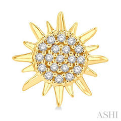 1/8 Ctw Petite Sun Round Cut Diamond Fashion Stud Earrings in 10K Yellow Gold