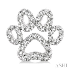 1/4 Ctw Petite Dog Paw Round Cut Diamond Fashion Stud Earrings in 10K White Gold