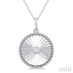 1/20 Ctw Round fluted medallion Round Cut Diamond Pirouette Pendant With Chain in Sterling Silver