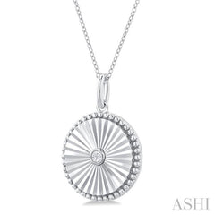 1/20 Ctw Round fluted medallion Round Cut Diamond Pirouette Pendant With Chain in Sterling Silver