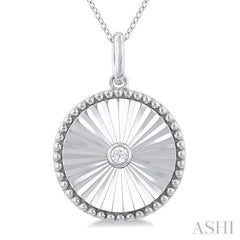 1/20 Ctw Round fluted medallion Round Cut Diamond Pirouette Pendant With Chain in Sterling Silver