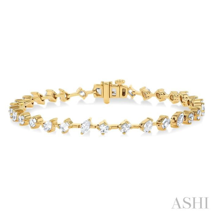 3 1/2 Ctw Mixed Shape Fusion Diamond Fashion Bracelet in 14K Yellow Gold