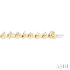 3 1/2 Ctw Mixed Shape Fusion Diamond Fashion Bracelet in 14K Yellow Gold