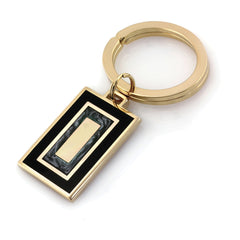 Gold Finish Black & Gray Lacquer Key Ring