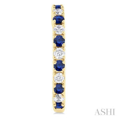 1.80 MM Round Shape Sapphire and 1/4 Ctw Round Cut Diamond Precious Hoop Earrings in 10K Yellow Gold