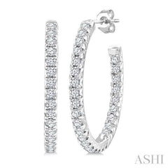 3/4 Ctw French Pave Set Round Cut Diamond Fashion Half Hoop Earrings in 14K White Gold