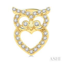 1/6 Ctw Petite Owl Round Cut Diamond Fashion Stud Earrings in 10K Yellow Gold