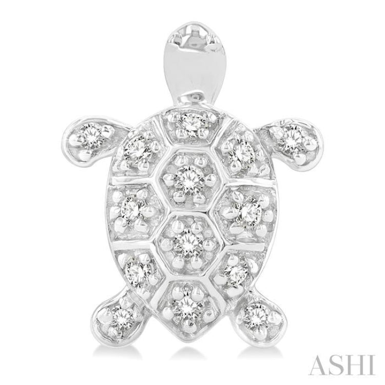 1/6 Ctw Petite Turtle Round Cut Diamond Fashion Stud Earrings in 10K White Gold