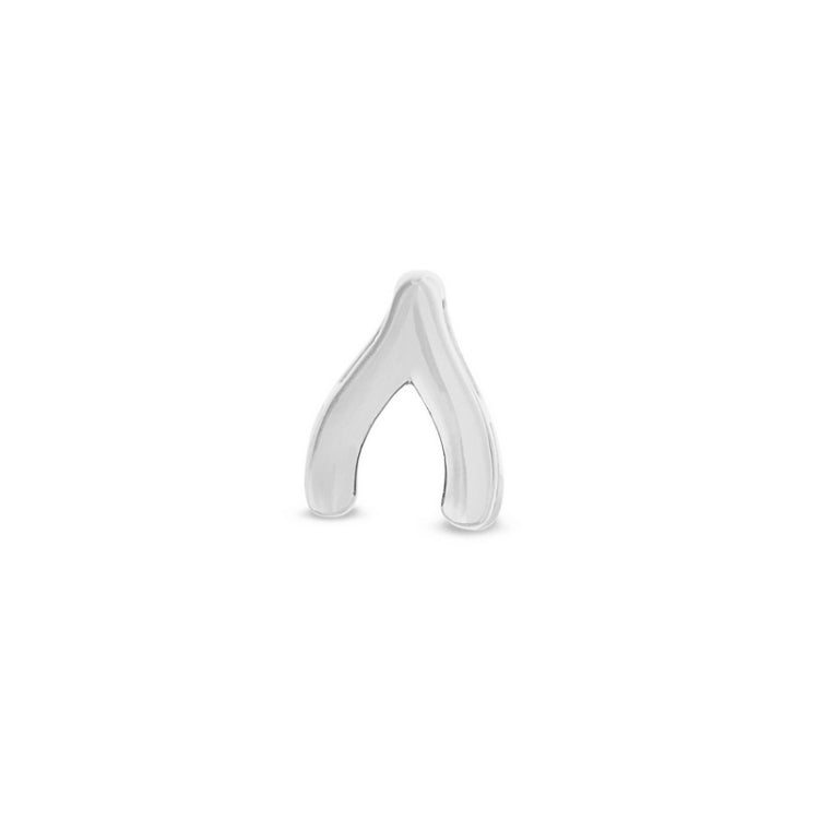 Platinum Finish Sterling Silver Wishbone Charm