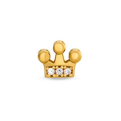 Gold finish sterling silver crown charm with simulated diamonds