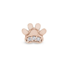 Rose gold finish sterling silver paw charm with simulated diamonds