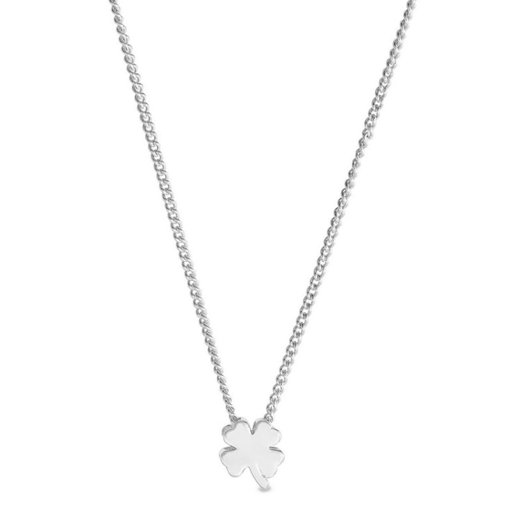Platinum finish sterling silver clover pendant on 18 chain