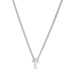 Platinum finish sterling silver cross pendant on 18 chain