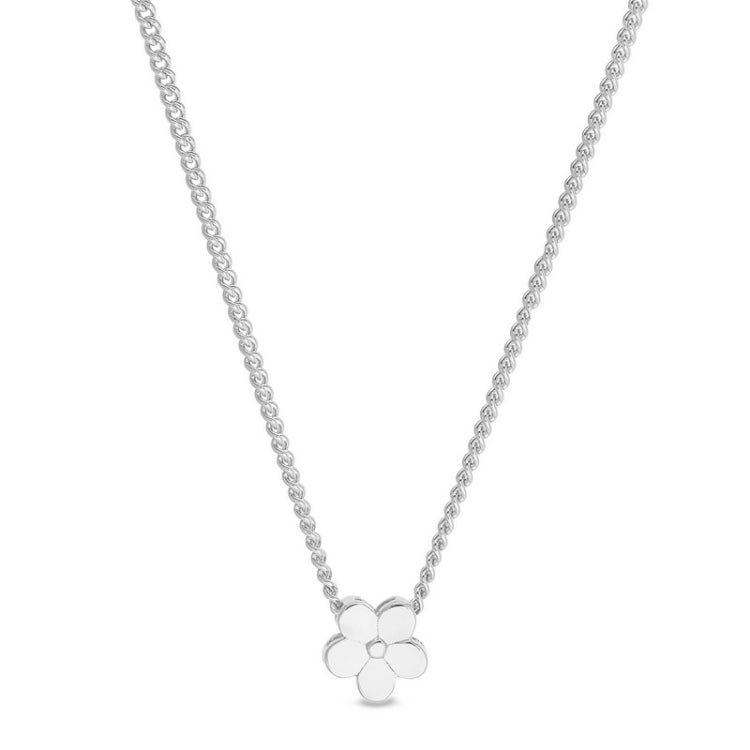 Platinum finish sterling silver flower pendant on 18 chain