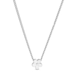 Platinum finish sterling silver flower pendant on 18 chain