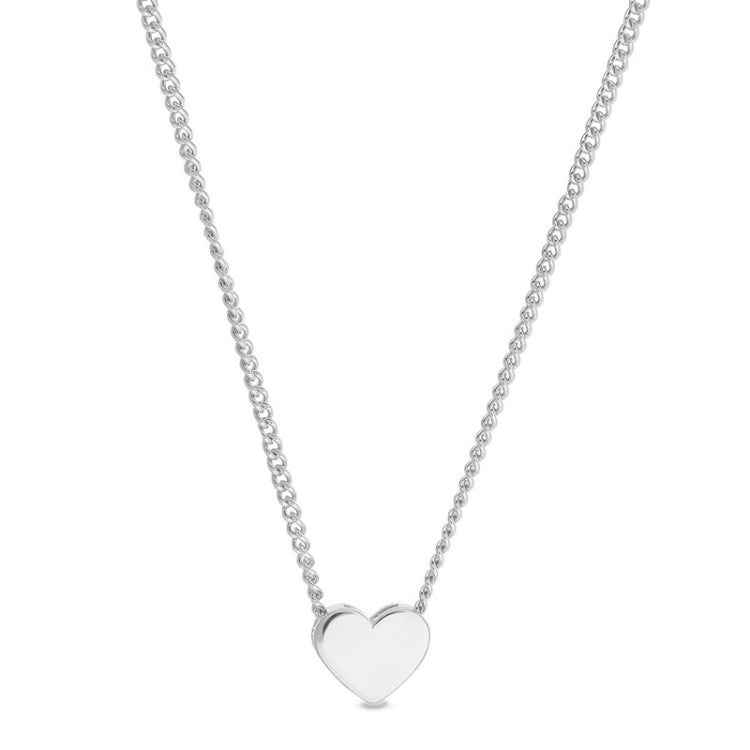 Platinum finish sterling silver heart pendant on 18 chain