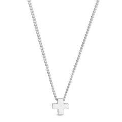 Platinum finish sterling silver plus sign pendant on 18 chain