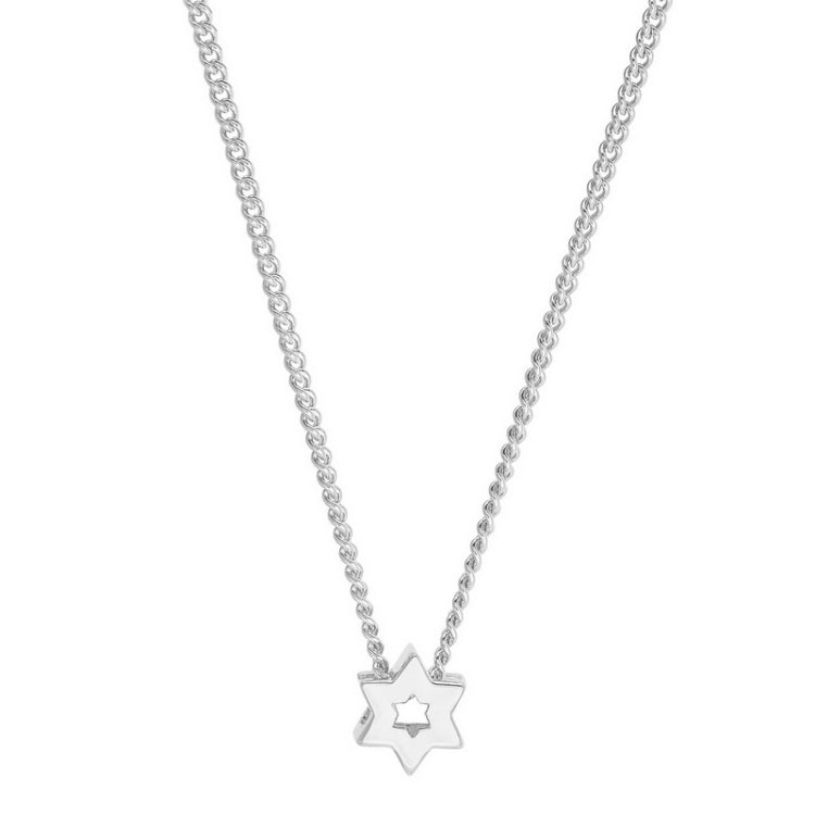 Platinum finish sterling silver star of david pendant on 18 chain