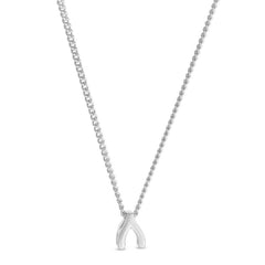 Platinum finish sterling silver wishbone pendant on 18 chain