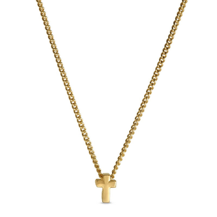 Gold finish finish sterling silver cross pendant on 18 chain
