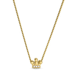 Gold finish finish sterling silver crown pendant with simulated diamonds on 18 chain