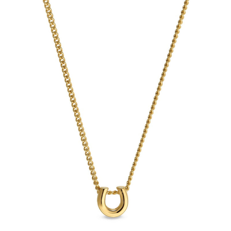 Gold finish finish sterling silver horseshoe pendant on 18 chain