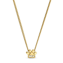 Gold finish finish sterling silver paw pendant with simulated diamonds on 18 chain
