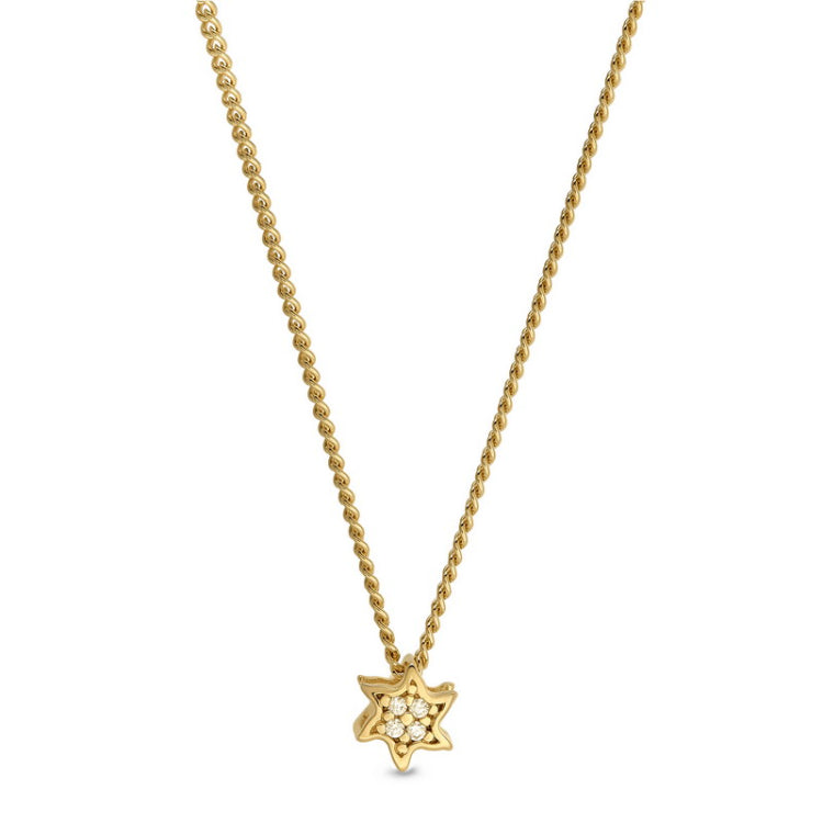 Gold finish finish sterling silver starfish pendant with simulated diamonds on 18 chain