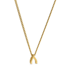 Gold finish finish sterling silver wishbone pendant on 18 chain
