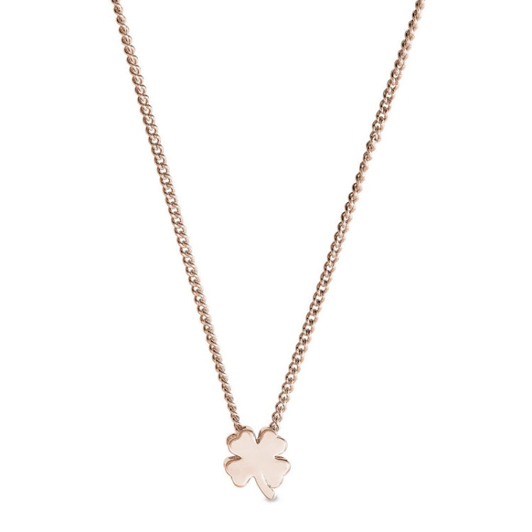 Rose gold finish finish sterling silver clover pendant on 18 chain