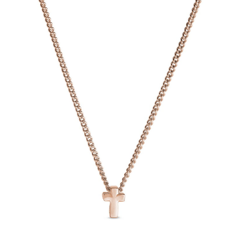 Rose gold finish finish sterling silver cross pendant on 18 chain