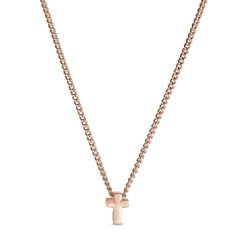 Rose gold finish finish sterling silver cross pendant on 18 chain