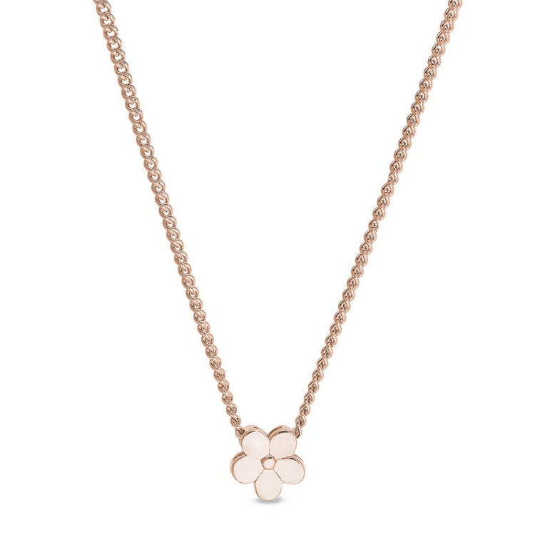 Rose gold finish finish sterling silver flower pendant on 18 chain