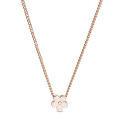 Rose gold finish finish sterling silver flower pendant on 18 chain