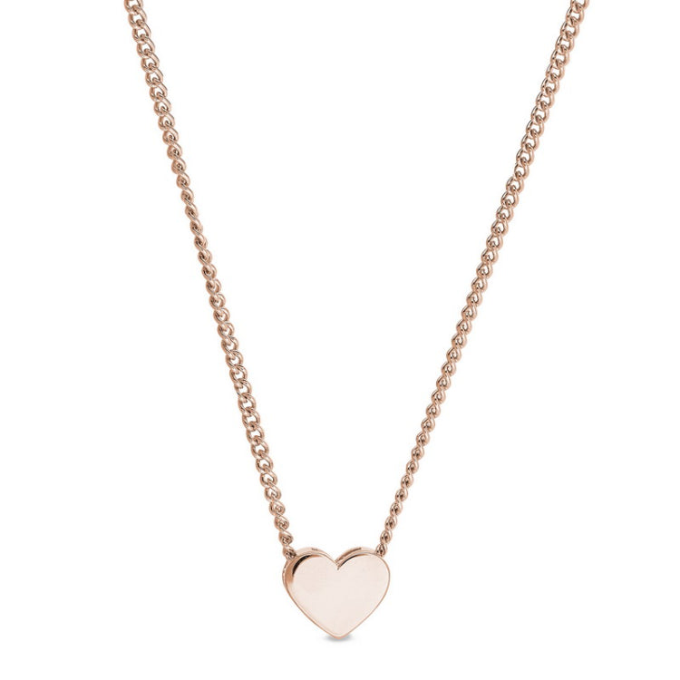 Rose gold finish finish sterling silver heart pendant on 18 chain